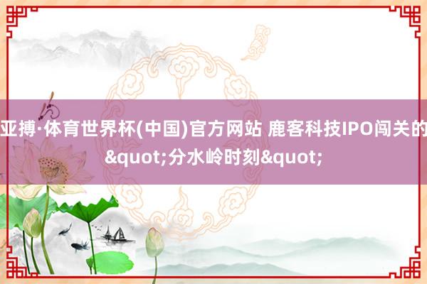亚搏·体育世界杯(中国)官方网站 鹿客科技IPO闯关的"分水岭时刻"
