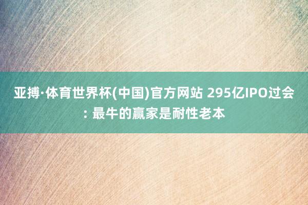 亚搏·体育世界杯(中国)官方网站 295亿IPO过会: 最牛的赢家是耐性老本
