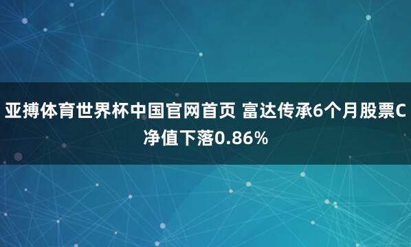 亚搏体育世界杯中国官网首页 富达传承6个月股票C净值下落0.86%
