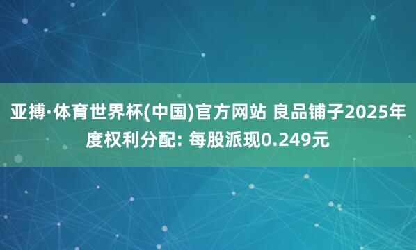 亚搏·体育世界杯(中国)官方网站 良品铺子2025年度权利分配: 每股派现0.249元