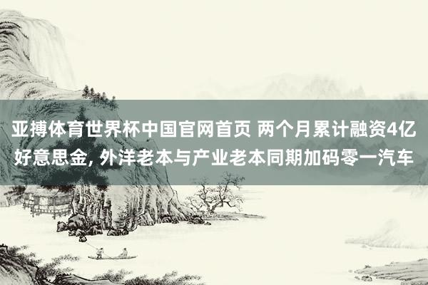 亚搏体育世界杯中国官网首页 两个月累计融资4亿好意思金, 外洋老本与产业老本同期加码零一汽车