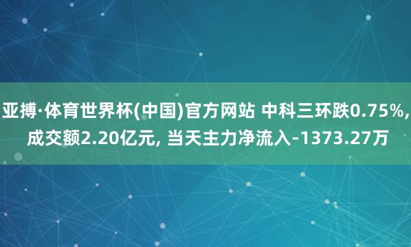 亚搏·体育世界杯(中国)官方网站 中科三环跌0.75%, 成交额2.20亿元, 当天主力净流入-1373.27万