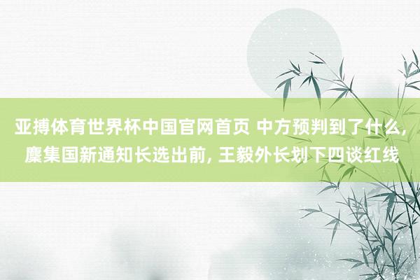 亚搏体育世界杯中国官网首页 中方预判到了什么, 麇集国新通知长选出前, 王毅外长划下四谈红线