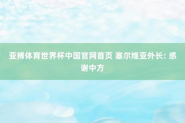 亚搏体育世界杯中国官网首页 塞尔维亚外长: 感谢中方