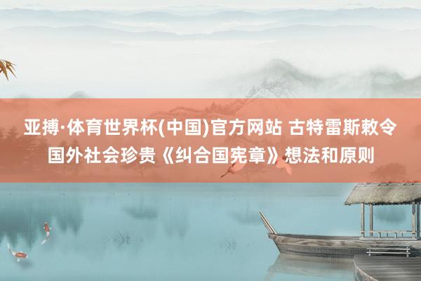 亚搏·体育世界杯(中国)官方网站 古特雷斯敕令国外社会珍贵《纠合国宪章》想法和原则
