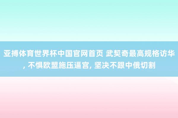 亚搏体育世界杯中国官网首页 武契奇最高规格访华, 不惧欧盟施压逼宫, 坚决不跟中俄切割