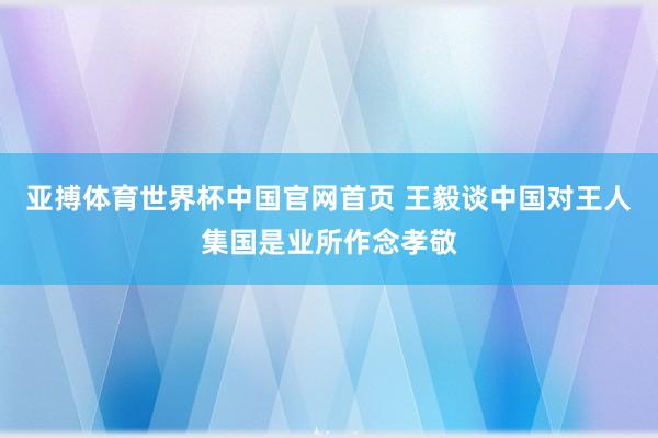 亚搏体育世界杯中国官网首页 王毅谈中国对王人集国是业所作念孝敬