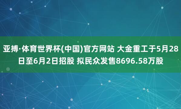 亚搏·体育世界杯(中国)官方网站 大金重工于5月28日至6月2日招股 拟民众发售8696.58万股