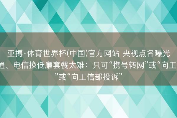亚搏·体育世界杯(中国)官方网站 央视点名曝光迁移、联通、电信换低廉套餐太难：只可“携号转网”或“向工信部投诉”