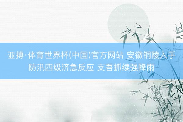 亚搏·体育世界杯(中国)官方网站 安徽铜陵入手防汛四级济急反应 支吾抓续强降雨
