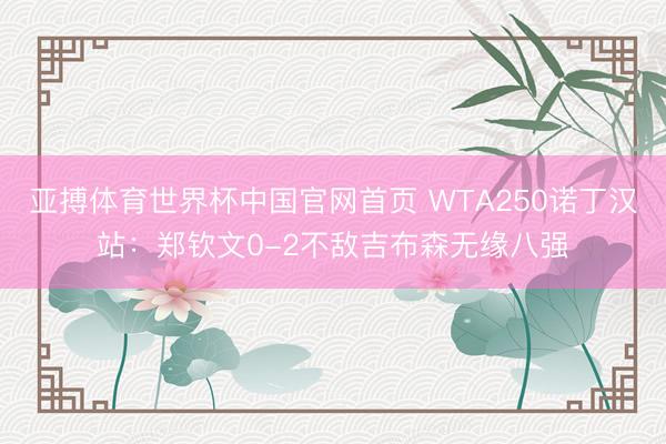 亚搏体育世界杯中国官网首页 WTA250诺丁汉站：郑钦文0-2不敌吉布森无缘八强
